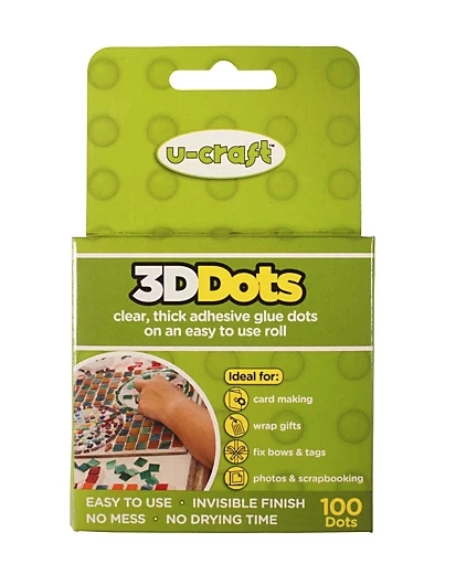 3D dots 100 stk. CE-sertifisert. Syre- og ligninfri. 
Tykke dotter, Ø ca 10mm. Lag 3D-effekter.
